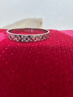 TOUS Silver Diamond-Cut Crystal Bangle - Silver
